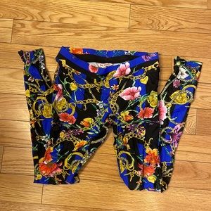 Juicy Couture leggings - floral gold chain pattern